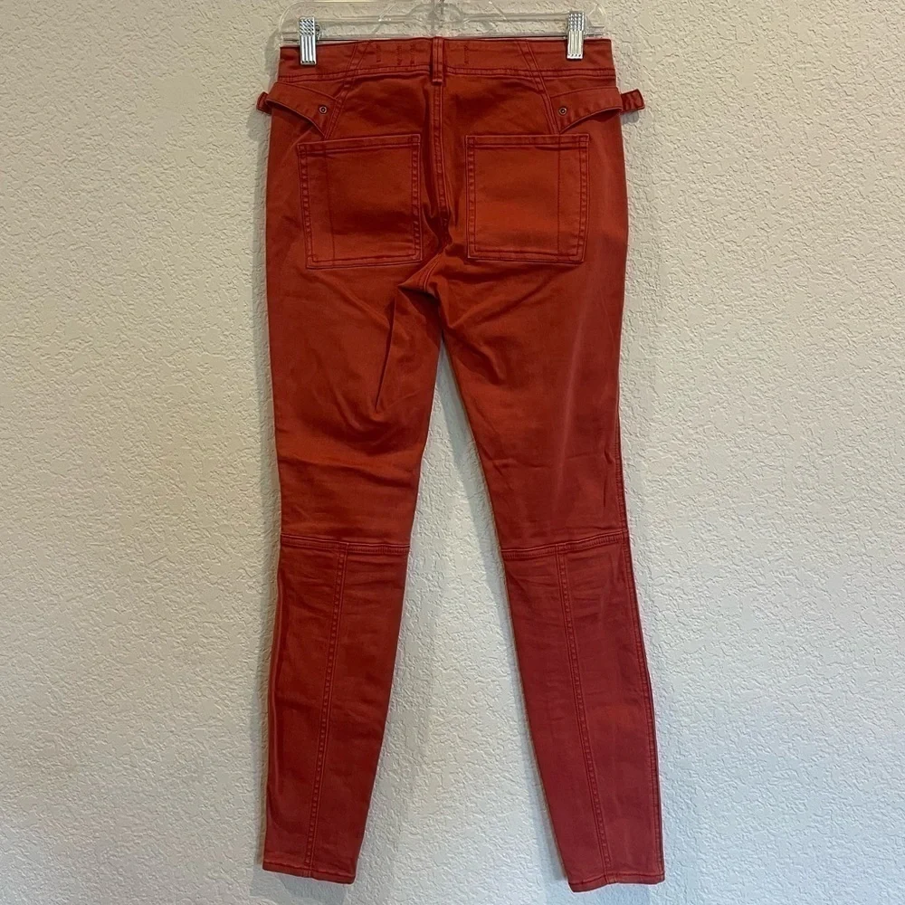 Anthropologie Hei Hei Red Rust Slim Skinny Utility Pocket Cargo Pants